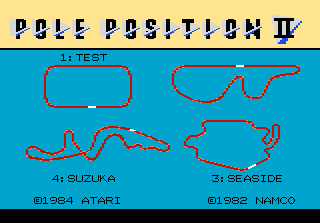 Pole Position II title screen for Atari 7800